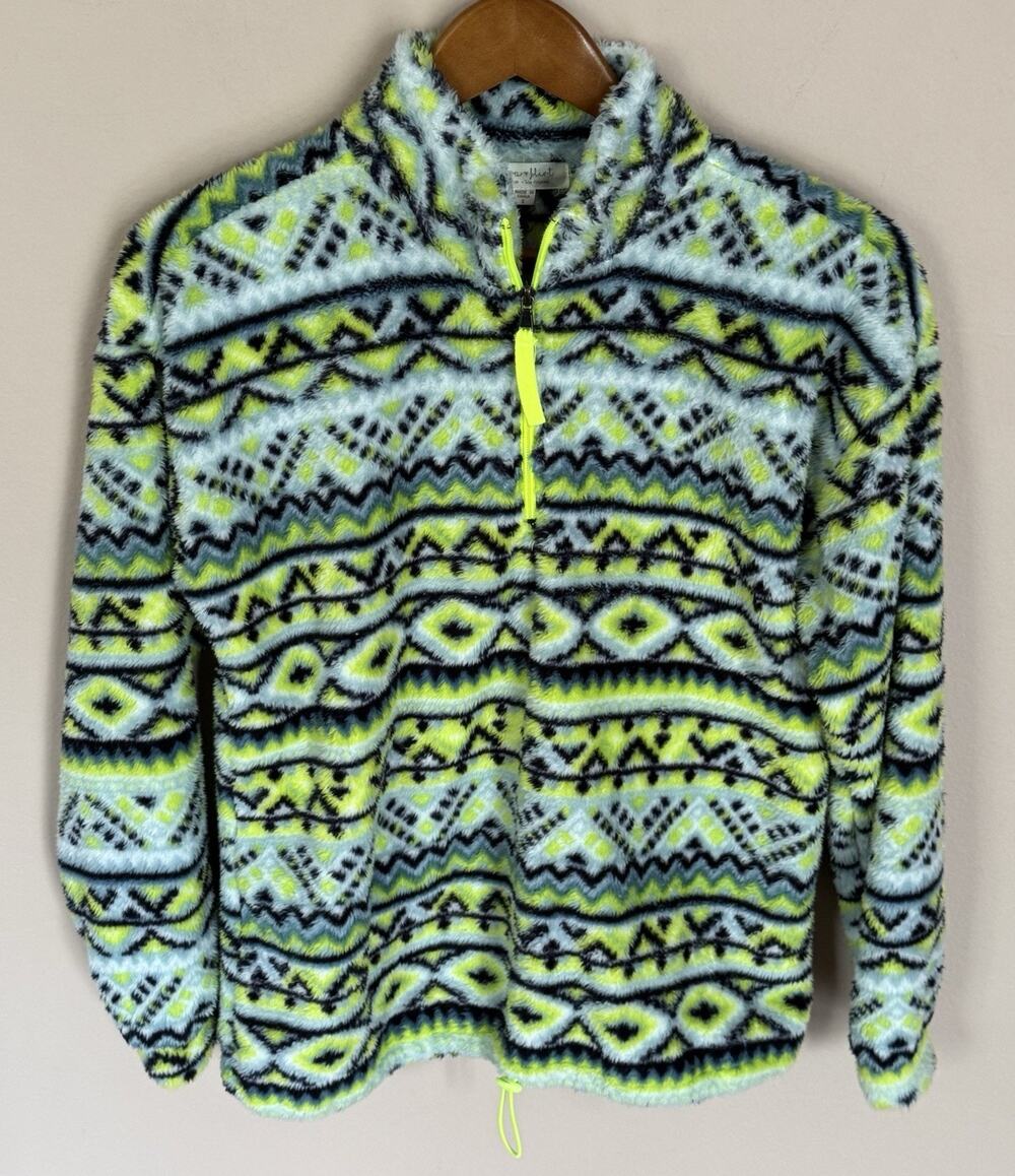 Ultra Flirt Full Zip Fleece Hoodie Green/ Yellow Size S